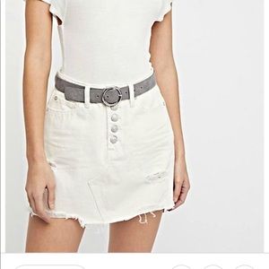 Free People denim A-Line skirt white size 25 NEW